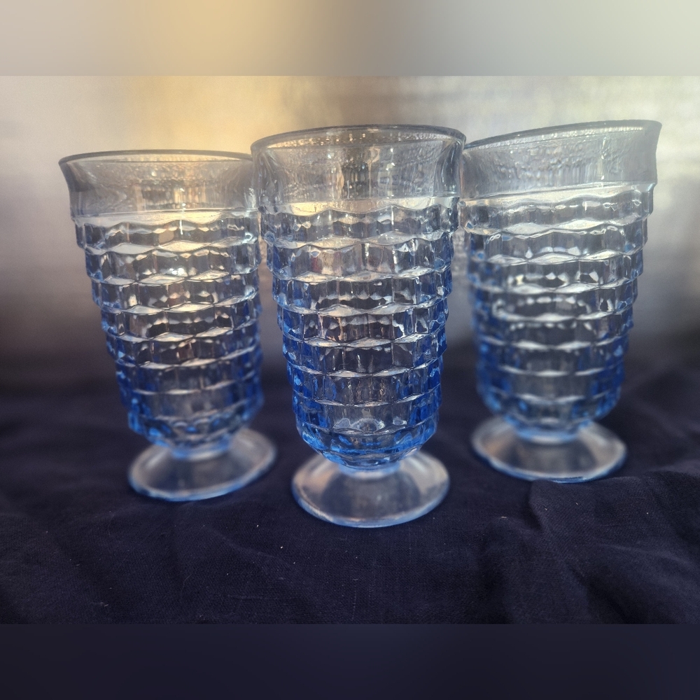 3 Whitehall Ice Blue Tea Glasses